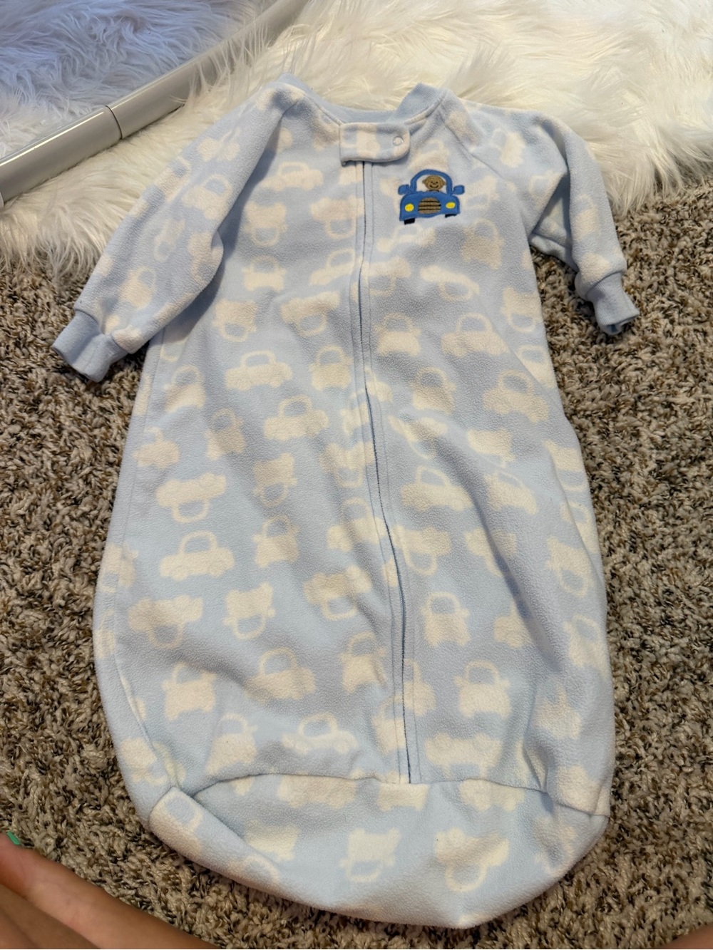Carter’s flannel monkey theme sleep sack. Size 0/9 months